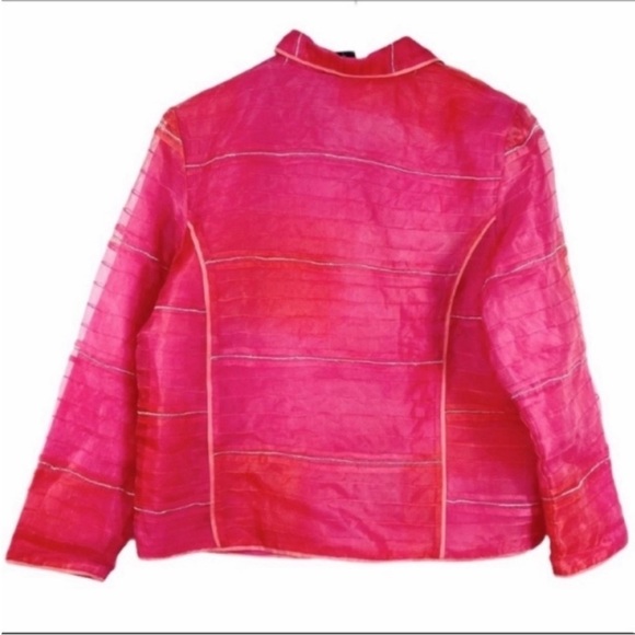SHARON ANTHONY silk pleated textured jacket L - Picture 6 of 8